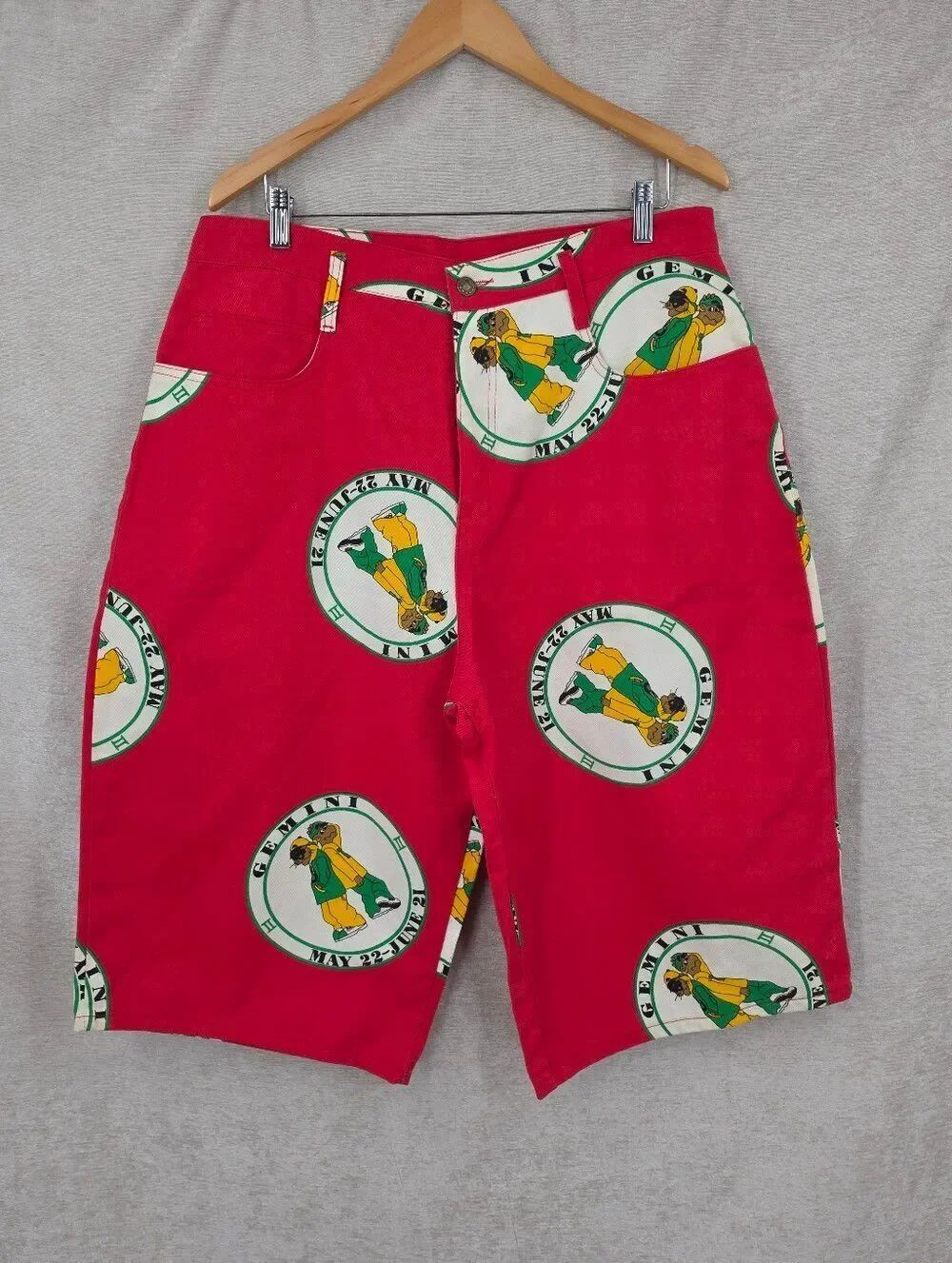Vintage Gemini Jorts Red Denim Jean Shorts Baggy Fit 90s Streetwear